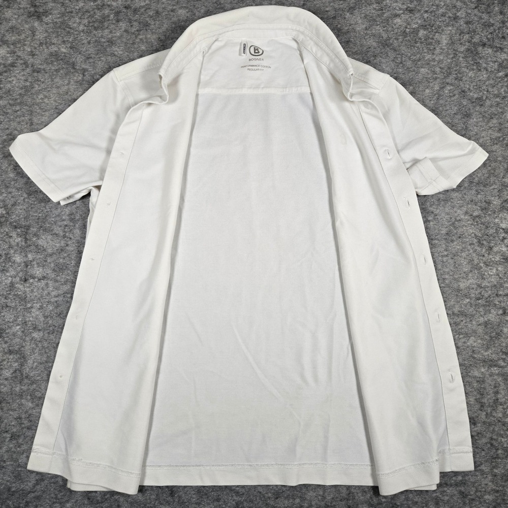 Bogner Mens White Performance Cotton Regular‎ Fit Button Down Shirt Small - Picture 2 of 7